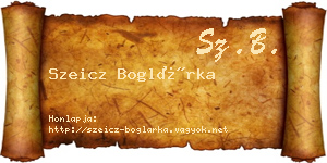 Szeicz Boglárka névjegykártya